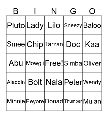 Mandy`s Disney Bingo Card