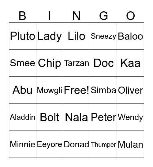 Mandy`s Disney Bingo Card