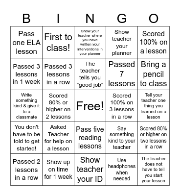 I-READY BINGO Card