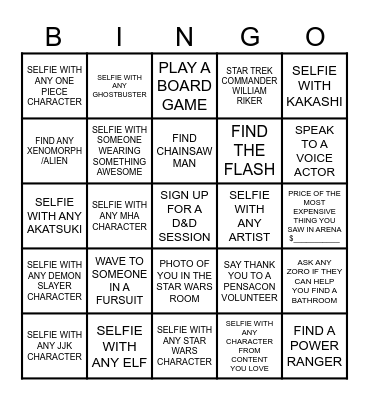 SATURDAY PENSACON BINGO 2025 Bingo Card
