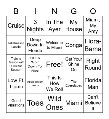 Music Bingo - Florida Bingo Card