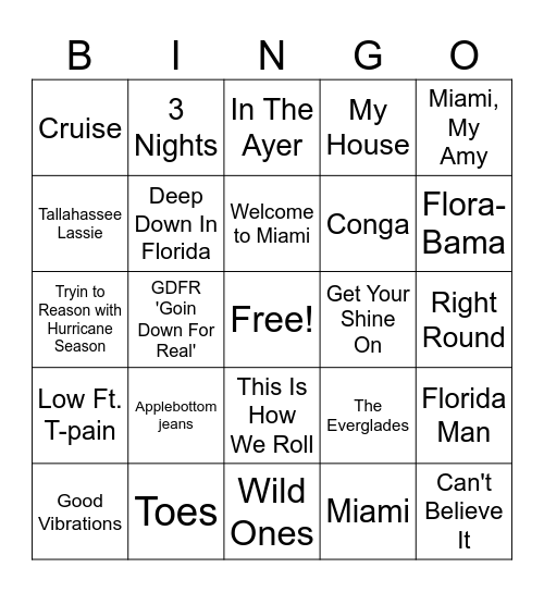 Music Bingo - Florida Bingo Card