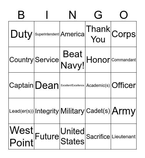 Nininger Awards Dinner Bingo Card