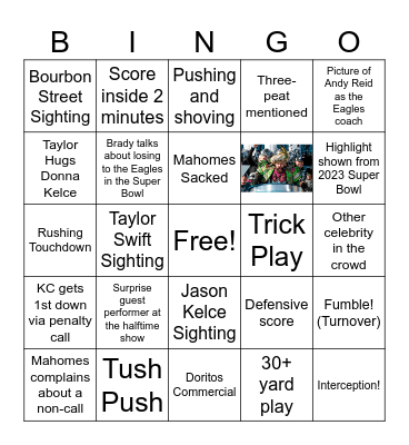 Super Bowl Bingo Card