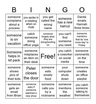 Office BINGO Card