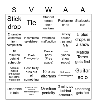 Winter Arts Bingo Card