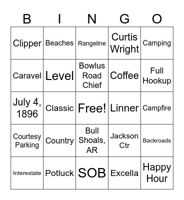 Airstream Bingo Card