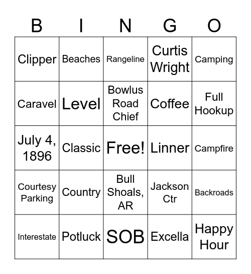 Airstream Bingo Card