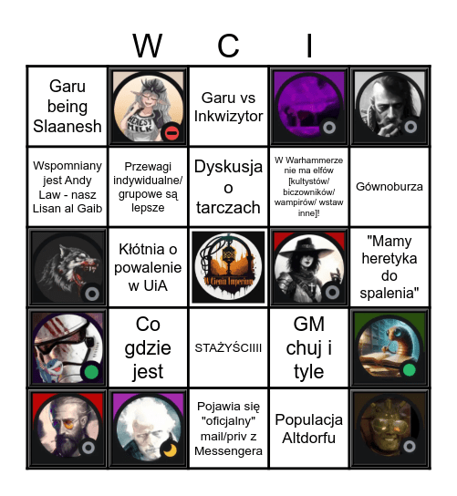 Bingo WCI Bingo Card