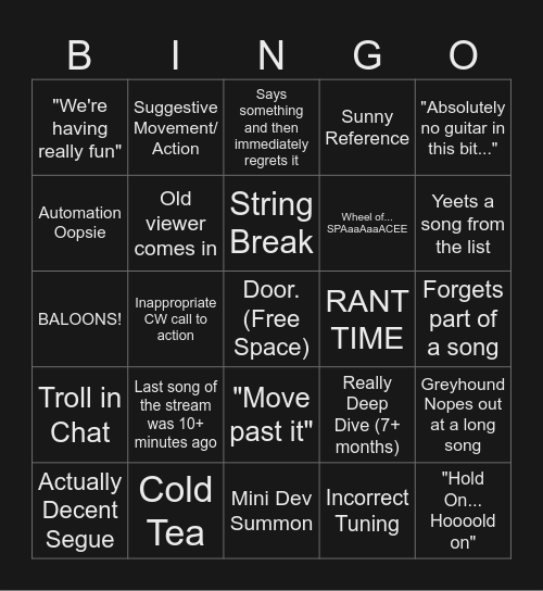 Speed McCoy Bingo! Bingo Card