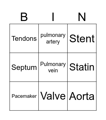 The heart Bingo Card