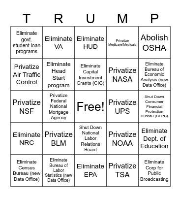 F*Elon-ies: Abolish, Privatize or Eliminate Bingo Card