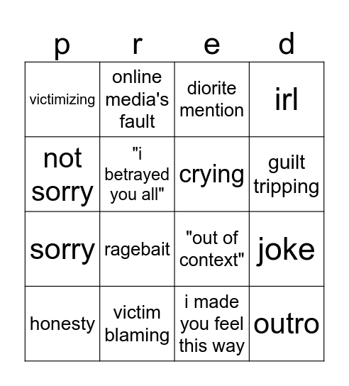 i got cancelled Bingo Card