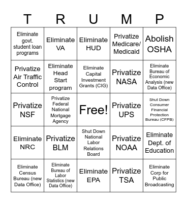 F*Elon-ies: Abolish, Privatize or Eliminate Bingo Card