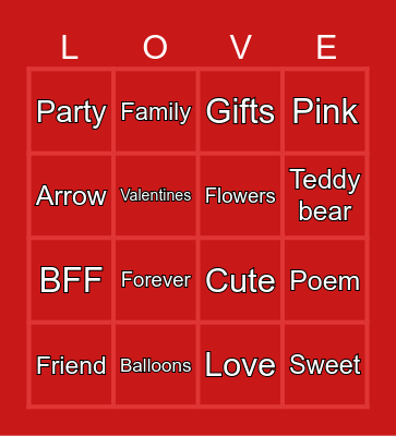 Valentines Day Bingo Card