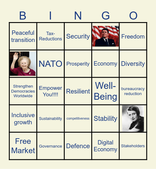 Neoliberal Bingo Card
