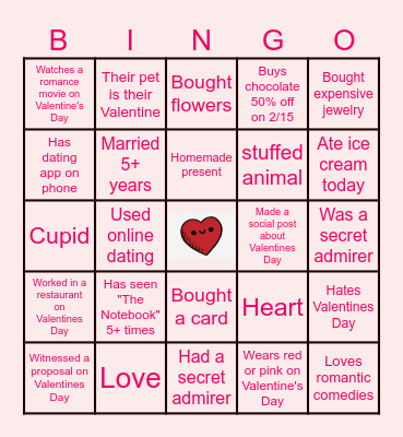 Virtual Valentine's Day Bingo <3 Bingo Card
