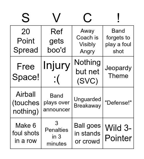 Bearcat Basketball Bingo Card