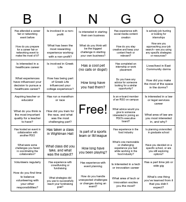 Networking Bingo! Bingo Card