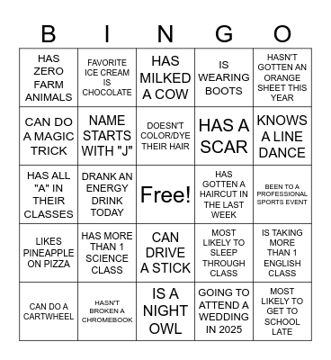 PRAIRIE HOME PEOPLE Bingo Card
