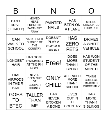 PEOPLE OF PRAIRIE HOME Bingo Card