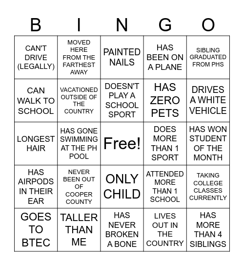 PEOPLE OF PRAIRIE HOME Bingo Card