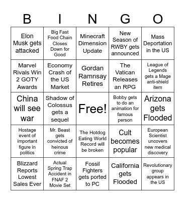 2025 Bingo Card