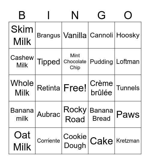 M1LK Bingo Card
