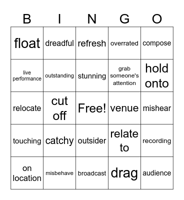 TIME OUT Bingo Card