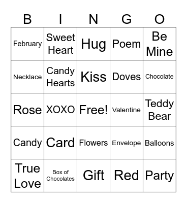 Valentine's Day Bingo Card