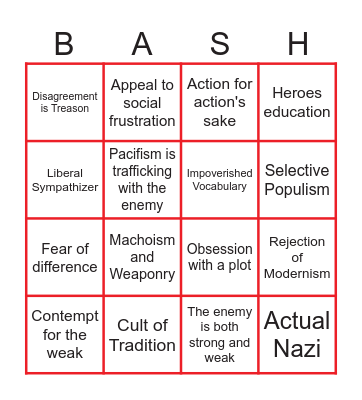FASH Bingo Card