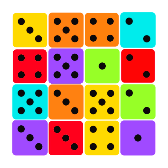 Dice Board color Bingo Card