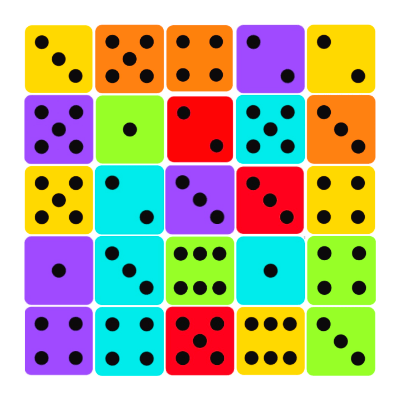 Dice Board color Bingo Card