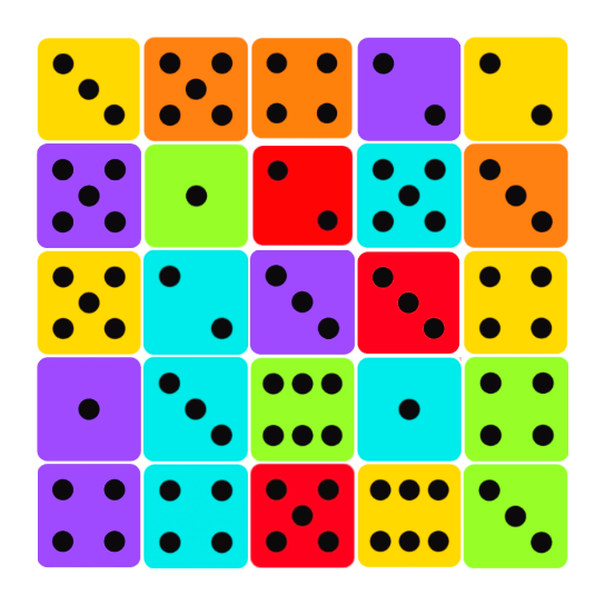 Dice Board color Bingo Card