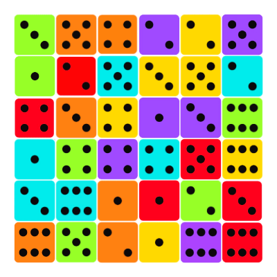 Dice Board color Bingo Card