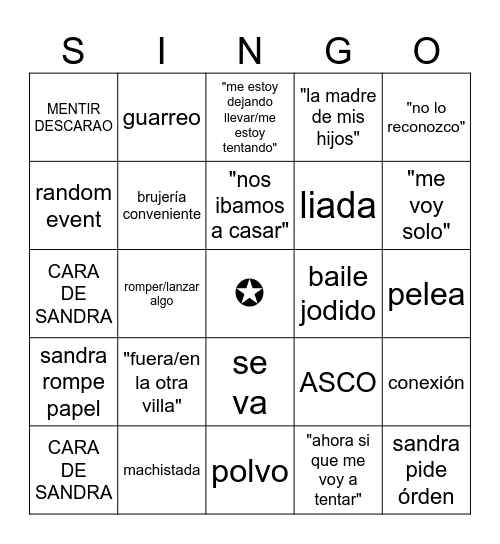 EL BINGO DE LAS TENTACIONES Bingo Card
