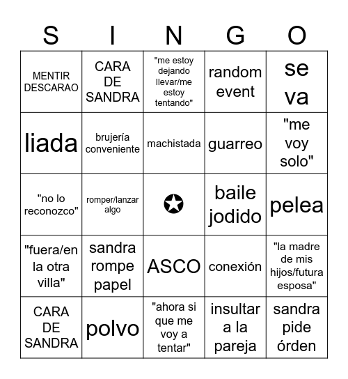 EL BINGO DE LAS TENTACIONES Bingo Card