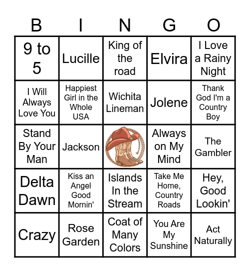Country Western Bingo Card