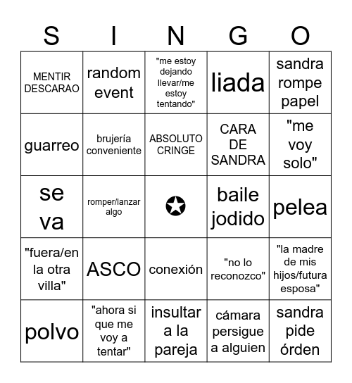 EL BINGO DE LAS TENTACIONES Bingo Card