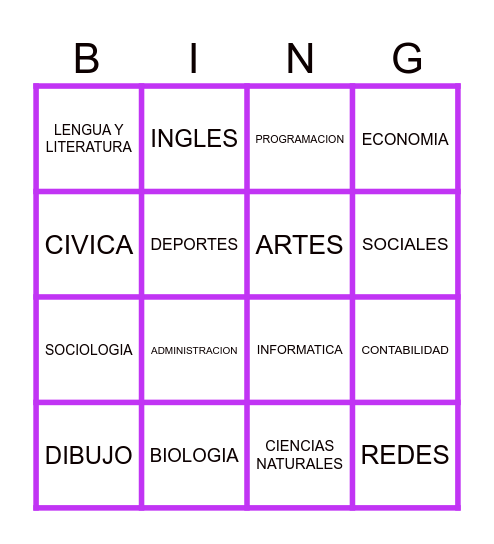 MATERIAS Bingo Card