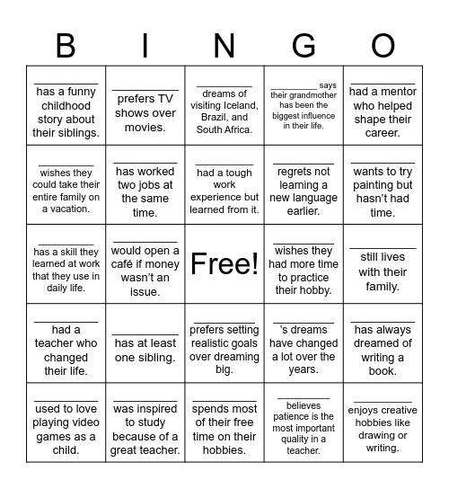 The Reunion Bingo Card
