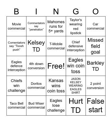 SUPER BOWL LIX Bingo Card