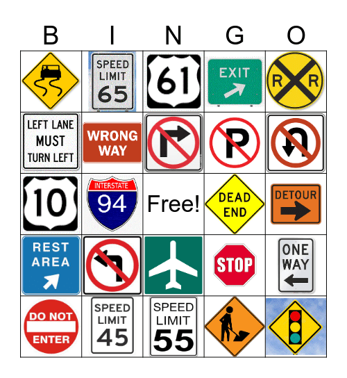 Traffic Sign Bingo Card