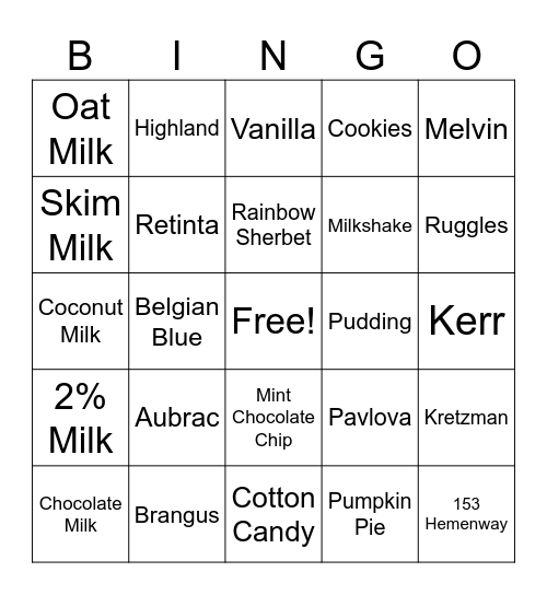 M1LK Bingo Card