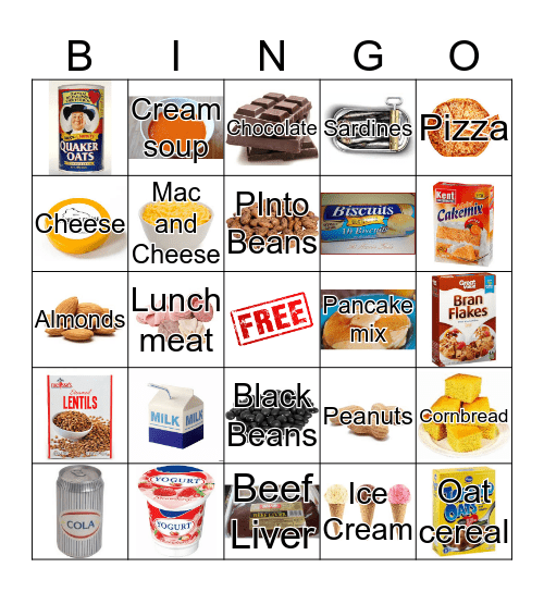 High Phosphorus Foods and Drinks Bingo Card