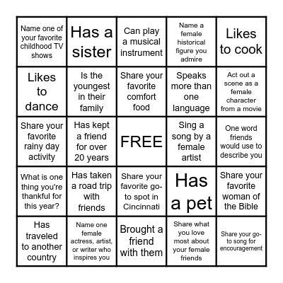 Galentine's Day Getting to know  you Bingo Card