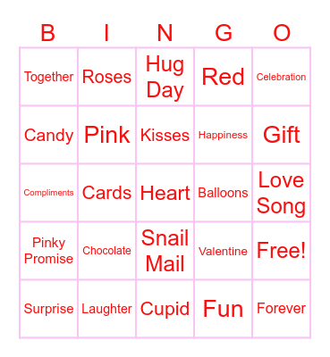 Valentine's Bingo Card