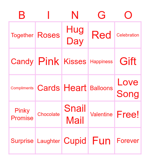 Valentine's Bingo Card
