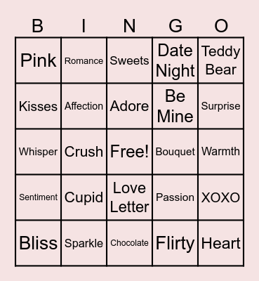 Valentine's Day Bingo Card