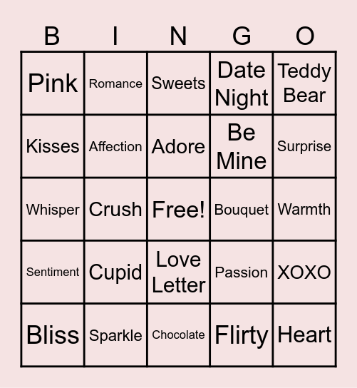 Valentine's Day Bingo Card